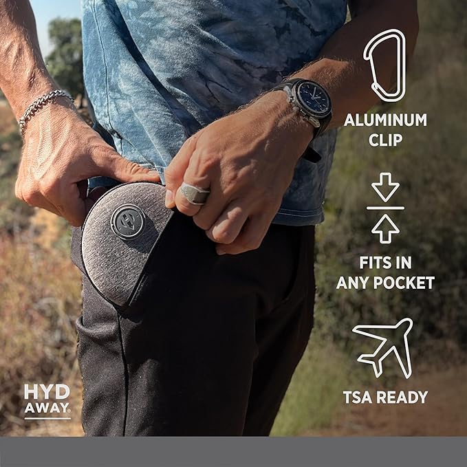 HYDAWAYTravel Case for Collapsible Bottles, Bowls & Cups - Protective, Water-Resistant, TSA-Approved, Lightweight - Protective Storage with Carabiner Clip
