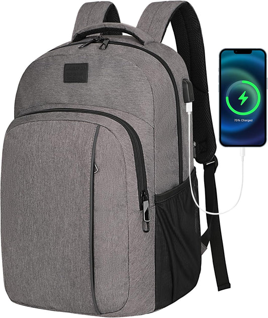 LARIPOP Extra Large Backpack,17.3 Inch Business Laptop backpack for Men Women with USB Charging Port,Water-Resistant Laptopack Weekender Daypack for Work College Computer