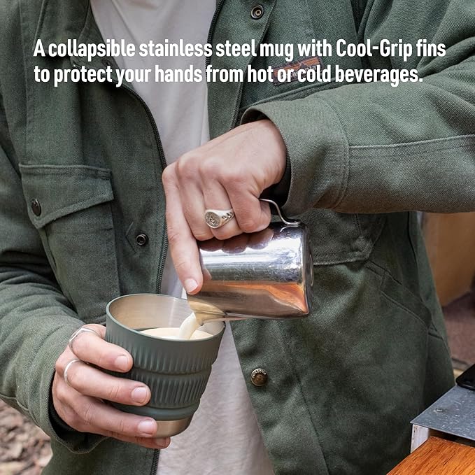 Sea to Summit Detour Stainless Steel Collapsible 16 Ounce Camp Mug, Beluga Black
