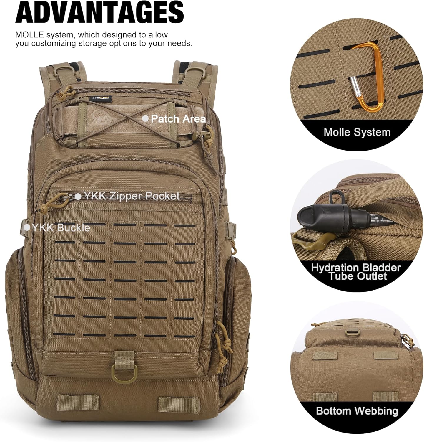 Mardingtop 30L Molle Military Backpack, Tactical Backpack for Men, Cordura Backpack for Hiking,Camping,Trekking