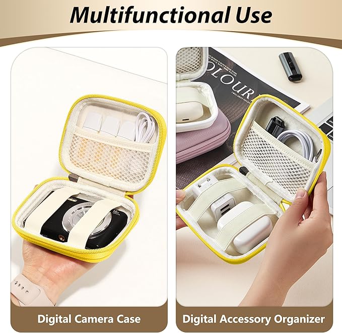 Digital Camera Case for CAMKORY, KODAK PIXPRO FZ45/FZ55, Canon IXUS 285 HS, Lecran, Small Travel Compact Camera Holder with Mesh Pocket for Accessories SD Card (Lemon Yellow)