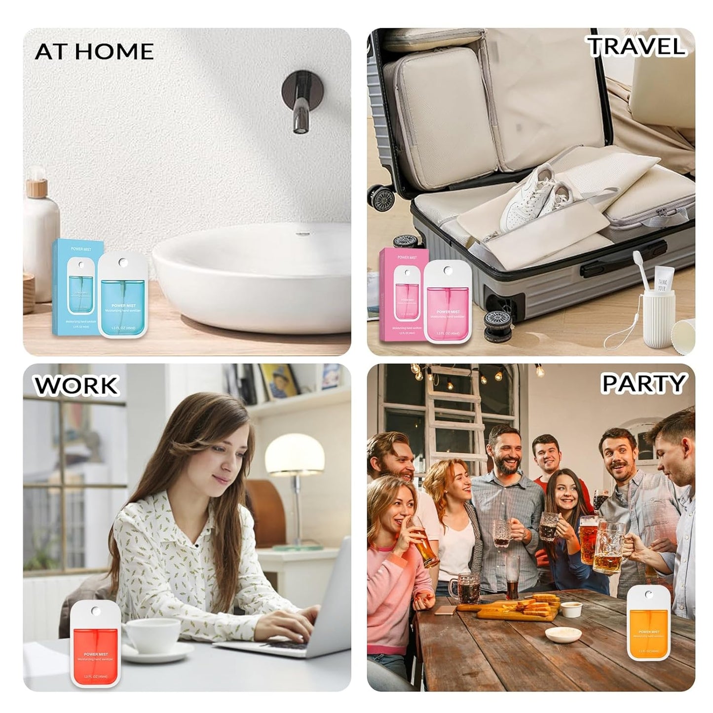 Power Mist Hydrating Hand Sanitizer Spray, Portable Travel-Size Hand Sanitizer Spray, 500-Sprays Each，Suitable for Both Adults and Children (Watermelon)