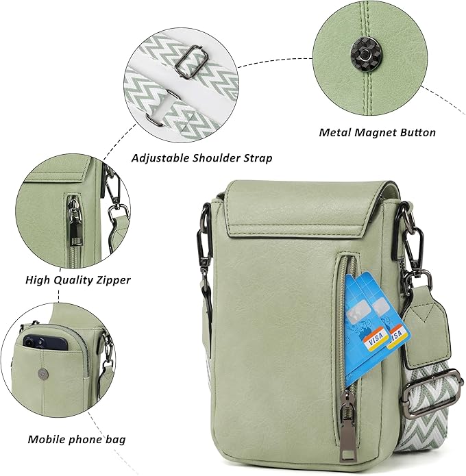 TANTOMI Small Crossbody Bags for Women, Small Purses with Card Slots Phone Purse Wide Adjustable Strap