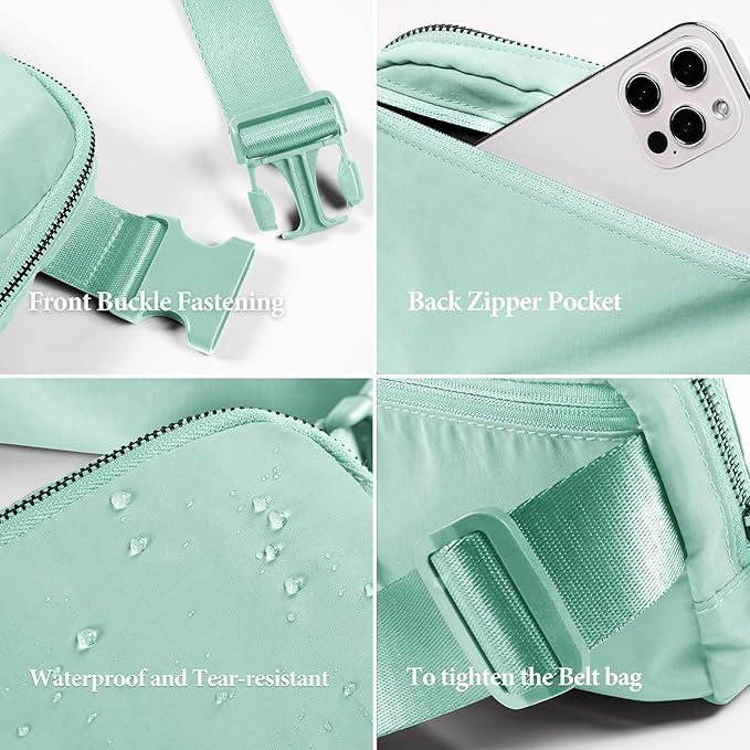 Fanny Pack Crossbody Bag Trendy Waterproof Small Cross Body Purse for Women Men Fashion Waist Packs Mini Belt Pouch Chest Bum Hip Bag Lulu Dupes for Travel Vacation Running Matcha Cream