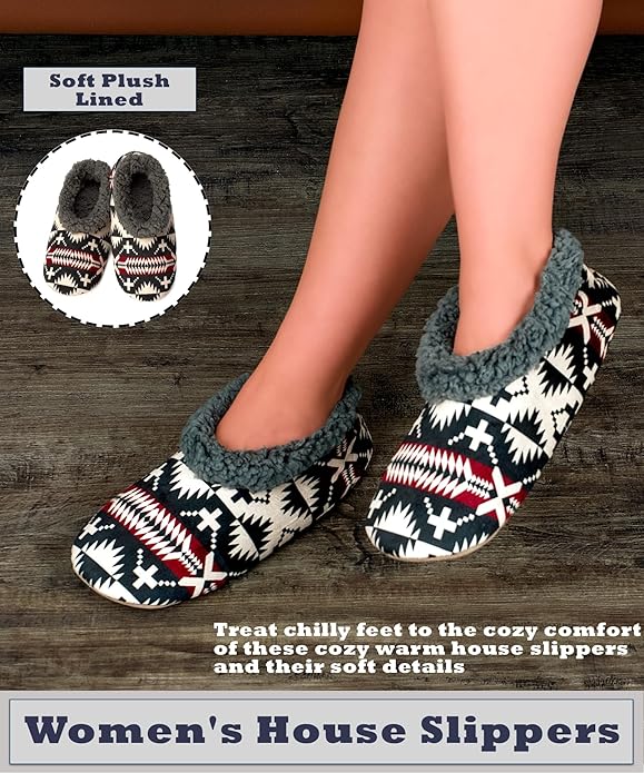 Cozylook Fuzzy Slippers for Women Indoor, Warm Bedroom Slip On Shoes, Winter Fluffy House Socks with Grippers, Cozy Christmas Gifts Unique