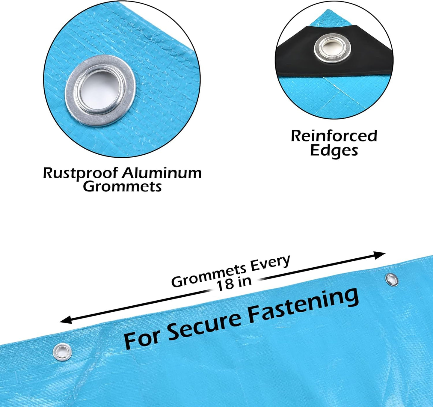 Tarps Heavy Duty Waterproof 8x10-12 mil Thick Camping Tent - Blue Tarp 8x10 UV Resistant, Rip & Tear Proof with Metal Grommets – Multipurpose Use for Camping, Tent, Boat, RV, Car, & Pool Cover