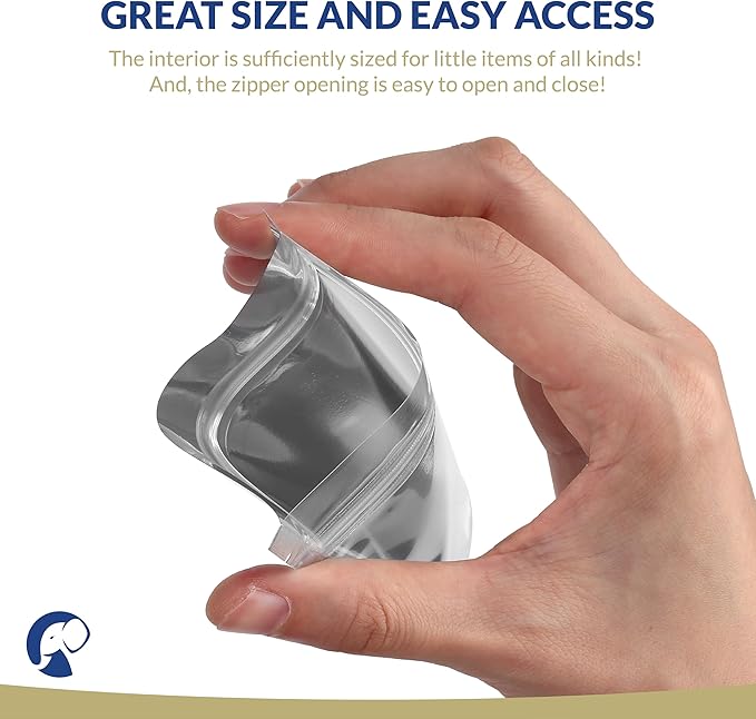 Mylar Bags with Zipper Seal | 100 Bags | Resealable Heat Seal Bags for Candy and Food Packaging, Medications and Vitamins | Plastic and Aluminum Foil Packets for Liquid and Solids (4.5" x 6.5")