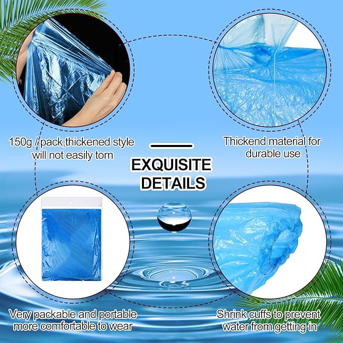 Handepo 200 Pcs Adults Rain Ponchos Bulk Disposable Rain Ponchos with Hood Emergency Disposable Raincoat for Adults Homeless