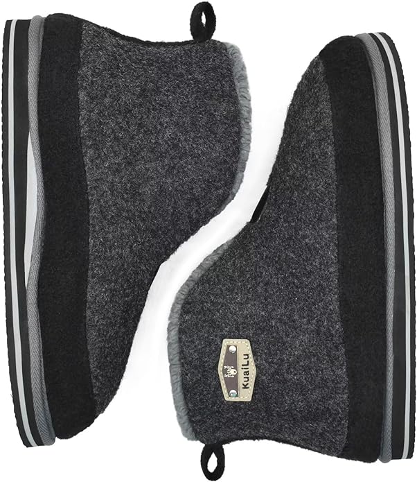 KuaiLu Mens House Slippers Booties Cozy Memory Foam Boots Warm Plush Lining Winter Felt Home Bedroom Slipper Socks Indoor Outdoor Non-Slip Shoes