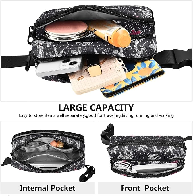 Universe Space Planet Astronauts Fanny Pack for Women Men Water Resistant Fashion Waist Packs with Adjustable Strap Belt Bag for Travel Workout Jogging Hiking 21219418