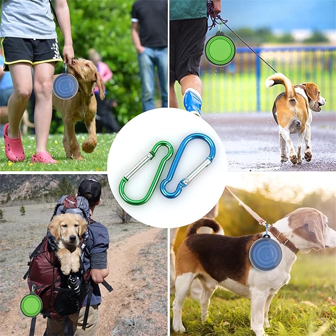 Collapsible Dog Bowl,2 Pack Portable and Foldable Pet Travel Bowls Collapsable Dog Water Feeding Bowls Dish for Dogs Cats and Small Animals,with Lids (Small, Blue+Green)