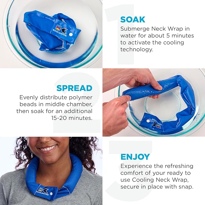 KOOLGATOR Evaporative Cooling Neck Wrap – Reusable Neck Cooler with Long Lasting Relief During Hot Weather Activities, Sports, & Outdoor Work, Tennis Court, 1 Pack