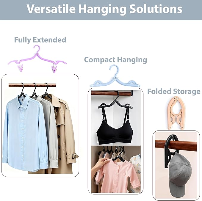 Travel Hangers, Cruise Ship Essentials Travel Essentials, Portable Cruises Must Haves 2025, Folding Hangers for Suitcase, RV Camping Airplane Europe Vacation Essential (10, Mixed)