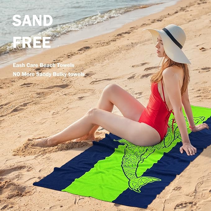 cabanana Microfiber Beach Towels Oversized - Quick Dry Beach Towels, Lightweight Soft for Travel, Large Size 70x35 Pool Towel Beach Essentials (New Dolphin)