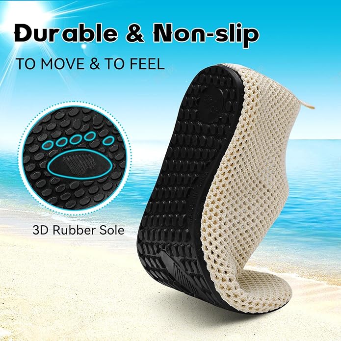 Scurtain Barefoot Water Shoes for Women Men Beach Swim Aqua Socks Summer Quick-Dry Sandals Slippers