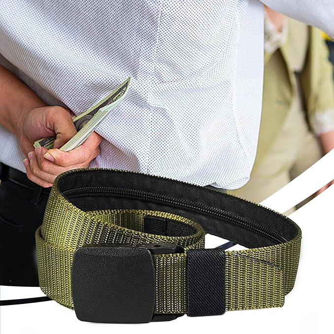 Money Waist Belt, Hidden Travel Pouch, Security Wallet with Blocking, Adjustable Strap for Documents Currency Tickets, Travel Gear, Anti Theft Belt for International Trips