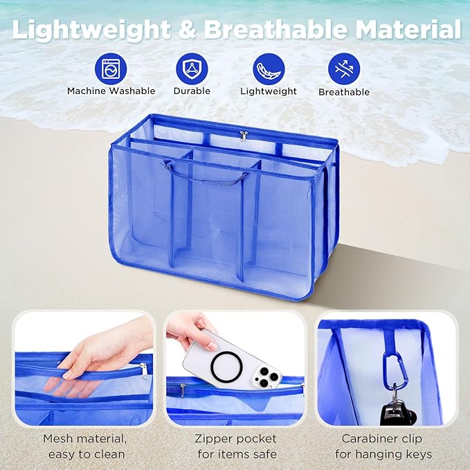 OUTXE Beach Bag Organizer Compatible with X Large Bogg Bag Accessories Inserts, Lightweight Mesh Insert Divider Pouch for Original XL Bogg Bags, Beach Tote Bags Insert for Organizing