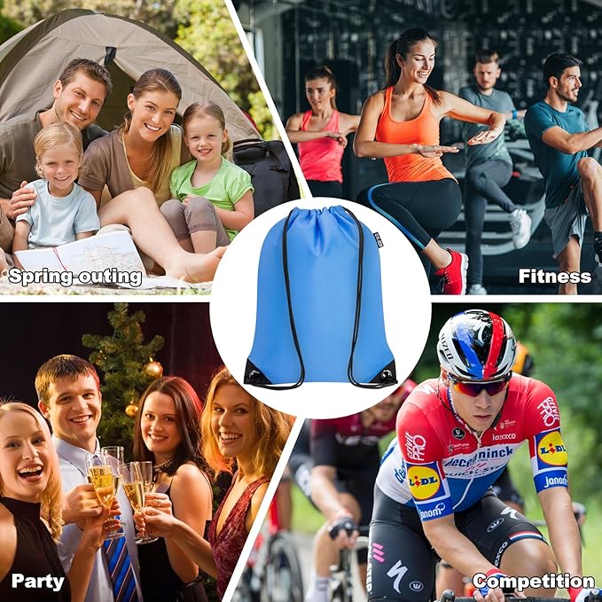 2PCS Drawstring Bags Bulk, String Backpack for Men Women, Cinch Bag Draw String Back Bag for Gym, Sports, Travel, Swimming, Beach, Lake blue