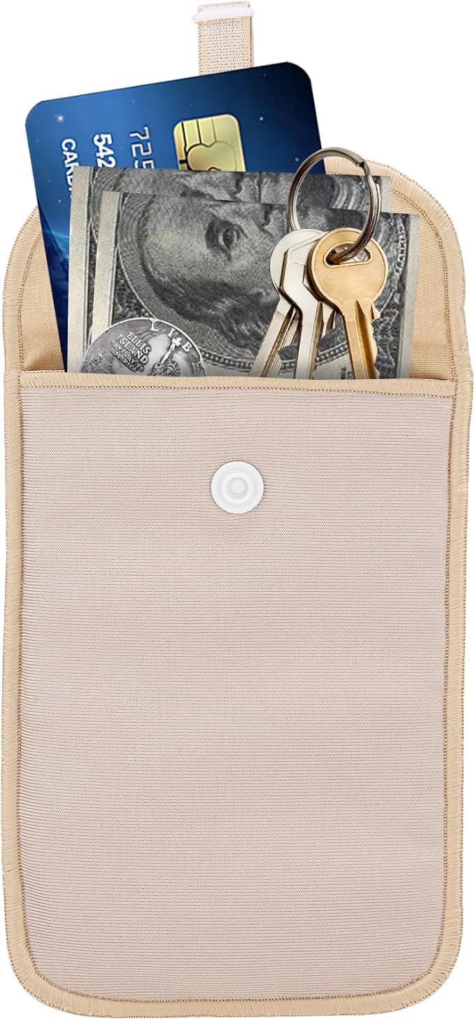 2 Pieces Hidden Bra Wallet, Travel Neck Pouch & Secert Money Pocket for Woman to Keep Valuables Safe for Secure Travel with Adjustable, Elastic Strap (Pink,Fleshcolor)