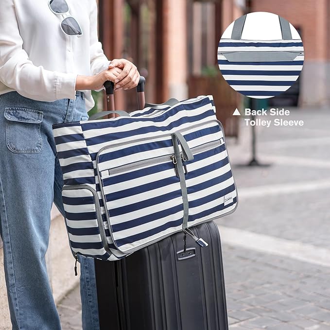 G4Free Large Beach Bag, Foldable Tote with Zipper, Waterproof Sandproof Pool Bag