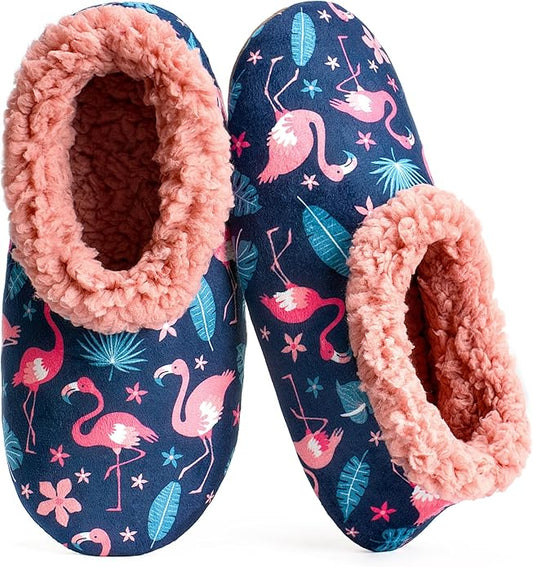 Soft Fuzzy Slippers for Women Indoor, Warm Furry House Sock Shoes Fluffy Lined, Bedroom Booties Non-Slip Gripper Soles, Winter Cozy Christmas Gifts