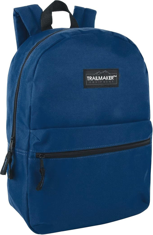 Trail maker Classic 17 inch Backpacks with Adjustable Padded Straps | School Backpacks for Girls, Boys (Navy)