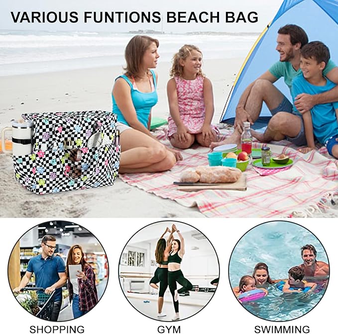 Bluboon Beach Bags for Women, Large Waterproof Tote Bag With Wet Compartment for Pool Weekender Travel Gym