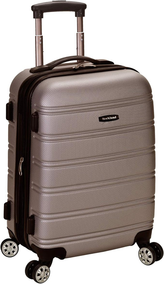 Rockland Melbourne Hardside Expandable Spinner Wheel Luggage, Silver, Carry-On 20-Inch