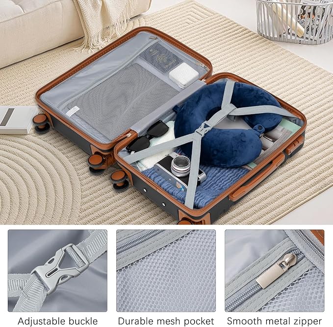 LONG VACATION Luggage Set 6 Piece Suitcase with Spinner Wheels, ABS+PC Hardshell Luggage with TSA Lock & YKK Zipper