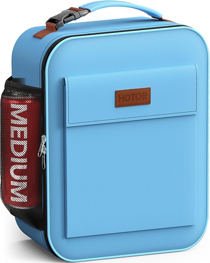 HOTOR Lunch Bag for Men & Women - Large Capacity Insulated Lunch Bag with Mutiple Pockets, Wear-Resistant Cooler Lunch Box for Office, Picnic, Blue, 7L, 9.06" x 4.33" x 10.63"