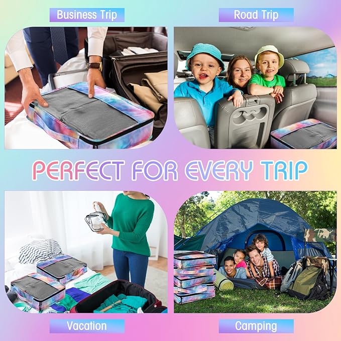 5 Pcs Packing Cubes for Suitcase Large Travel Cubes Carry on Luggage Organizer Bags for Clothes Accessories(M,Watercolor)