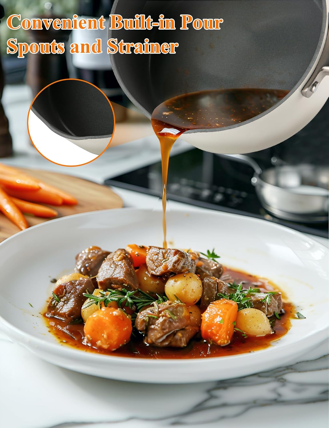 ChefRobot Nonstick Ceramic Cookware Set Healthy Pots And Pans Set Induction Kitchen Cookware sets Non Toxic Pots And Pan Set,PFOA ＆ PTFE Free (18 pcs)