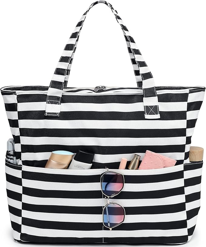 LEDAOU Beach Bag Waterproof Sandproof Women Beach Tote Pool Bag with Zipper for Swim Gym Grocery Travel with Wet Pocket | Sandproof, with Zipper, for Gym, Grocery, Travel, with Wet Pocket