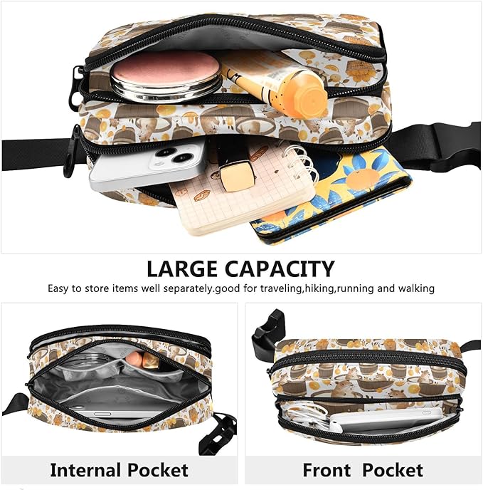 Kawaii Capybara Orange Fanny Pack for Women Men Water Resistant Fashion Waist Packs with Adjustable Strap Belt Bag for Travel Workout Jogging Hiking 21220248