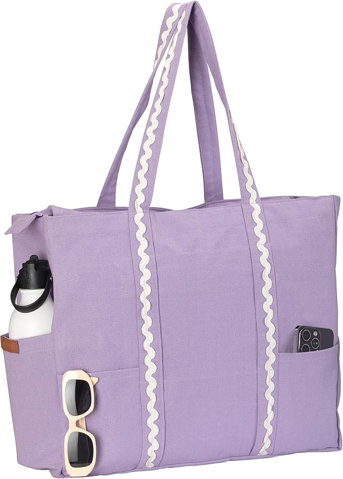 Folkulture Large Tote Bag For Women | 18 x 15 Inch - 100% Cotton Beach Tote Bag With Zipper, Turkish Beach Towel for Adults with Beach Bag 40" x 72" Bath Towels