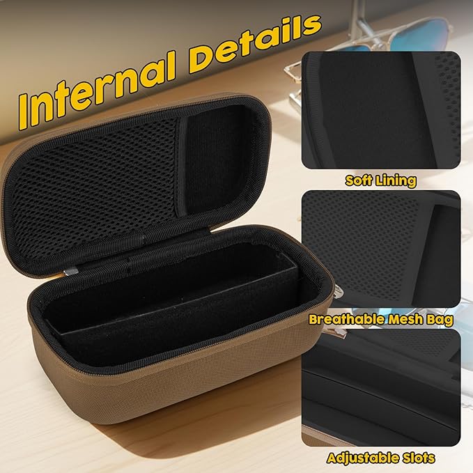 Double Eyeglasses Case,Hard Shell Glasses Case Travel Sunglasses Organizer with Adjustable Slot & Clip for Men Women