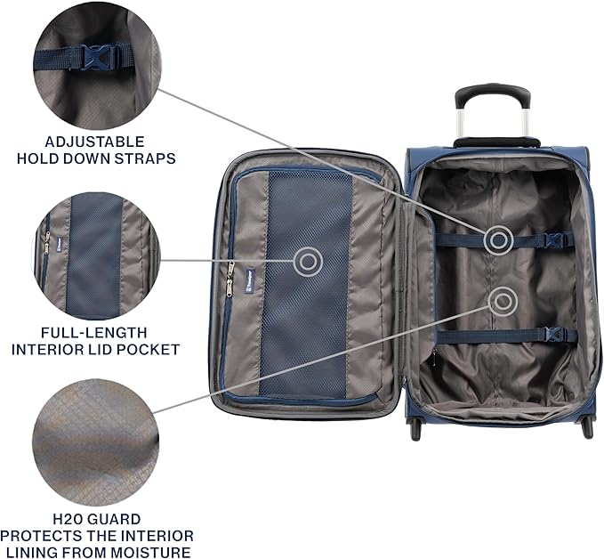 Travelpro Tourlite Softside 26" Expandable Checked-Medium Rollaboard (2-Wheel) Lightweight Luggage, Blue Suitcase