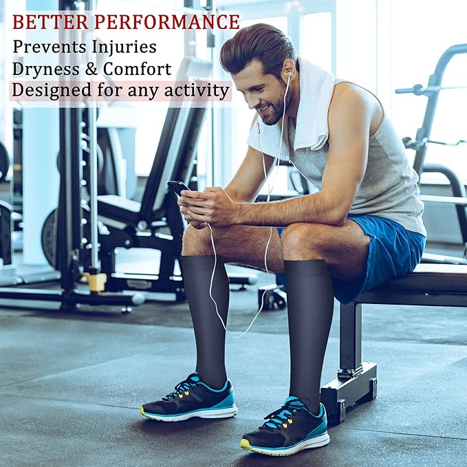 CHARMKING 6 Pairs-Compression Socks for Women & Men Circulation Best Support for Nurses, Running, Athletic,Flight Travel