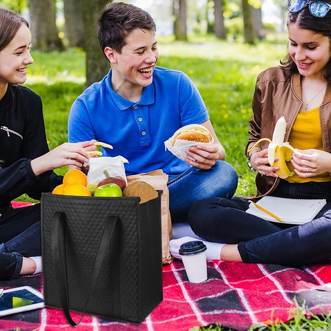 6 Pcs Insulated Grocery Bags Large Reusable Insulated Cooler Bags with Zipper Top Shopping Totes for Hot or Cold Food