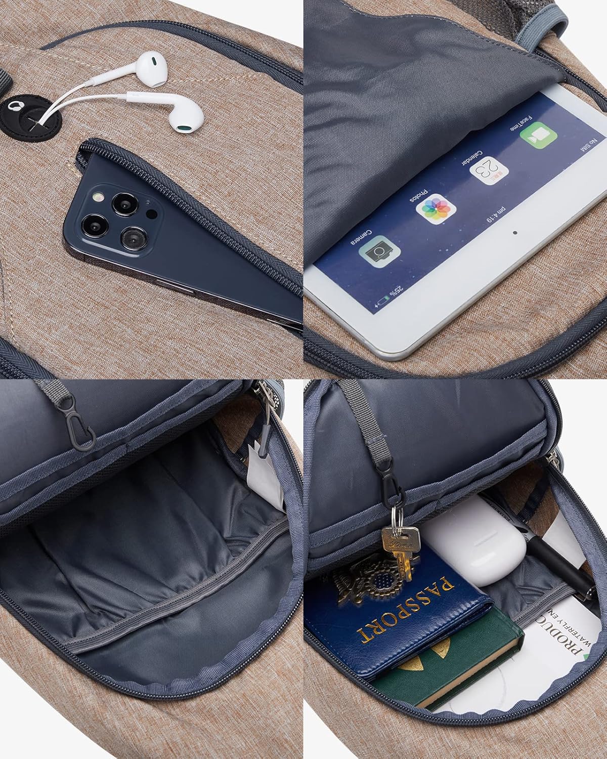 WATERFLY Crossbody Sling Backpack Sling Bag Travel Hiking Chest Bag Daypack