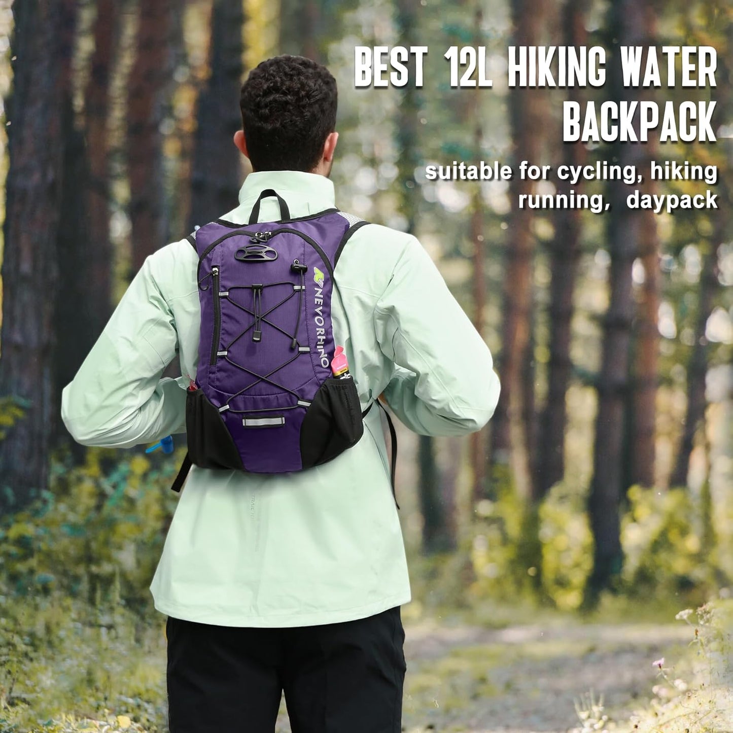 Lightweight Hydration Backpack, Running Backpack with 2L Water Bladder, Hydro Water Daypack for Cycling Hiking Rave for Men Women
