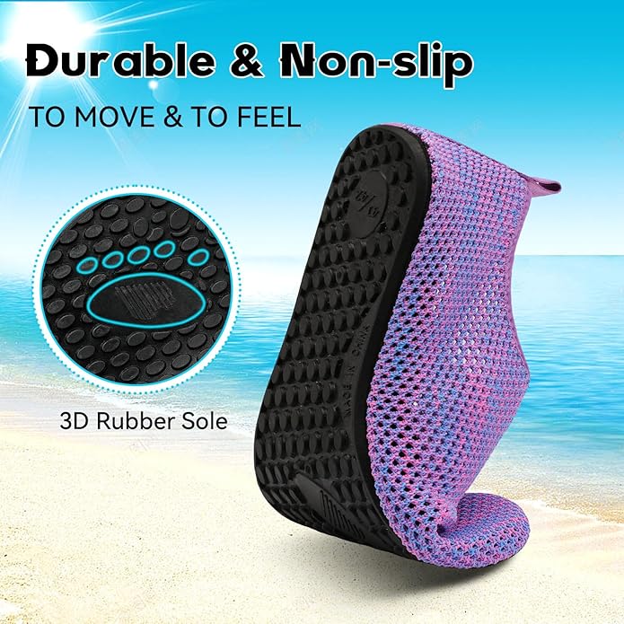 Scurtain Barefoot Water Shoes for Women Men Beach Swim Aqua Socks Summer Quick-Dry Sandals Slippers