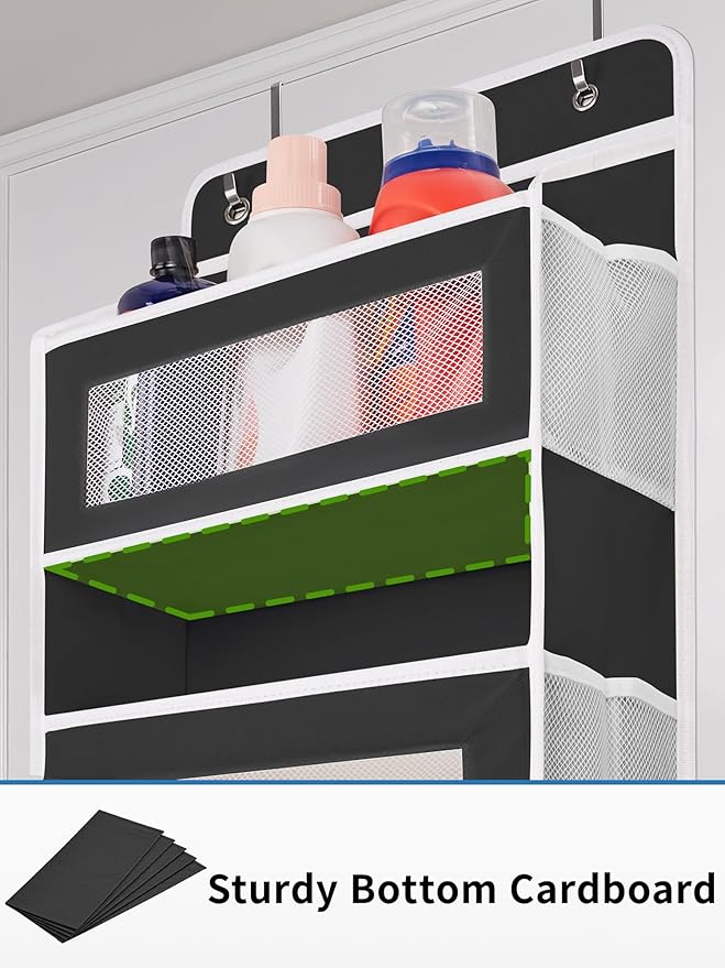 JARLINK Over the Door Organizer Storage, 5 shelf Hanging Organizer with 5 Large Capacity Pockets, Anti Tilt 44 lb Load Behind Door Storage for Bedroom, Bathroom, Pantry, Nursery, (Black) | Anti Tilt, 44 lb Load, Behind Door Storage
