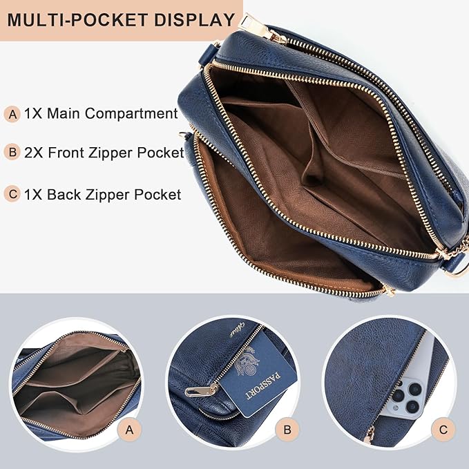 Small Leather Crossbody Bags for Women Anti theft Purses and Handbag Shoulder Hangbag with Wide Strap Tassel