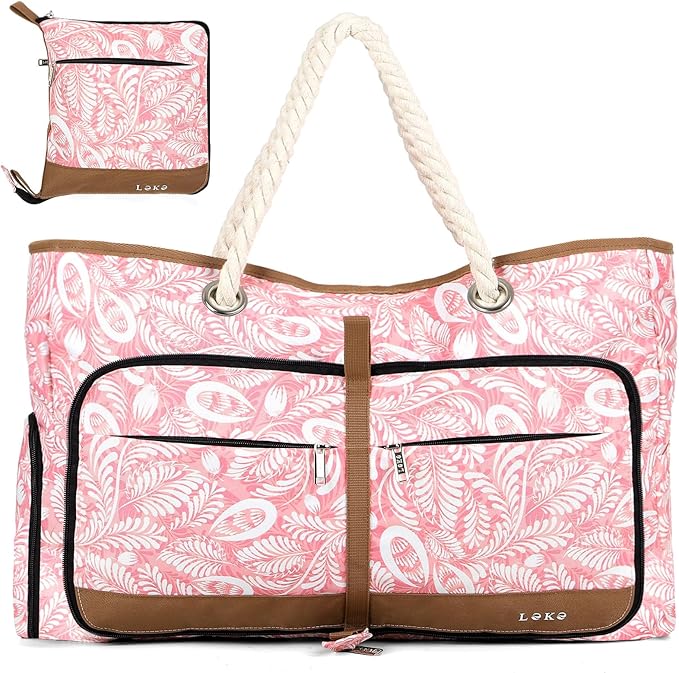Beach Bag for Women - 35L Large Tote Bag, Waterproof & Sandproof, Zippered Carry On Bag for Pool, Beach & Travel