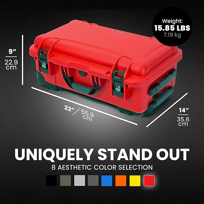 NANUK 935 Hard Case – Waterproof Equipment Case with Wheels, 22” x 14” x 9” – Dustproof and Impact Resistant, Airline Carry-On Approved – Red