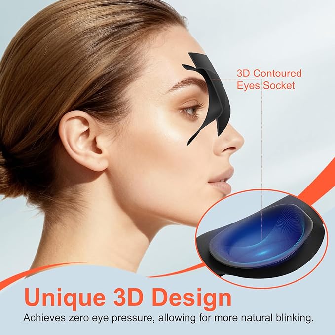 TSYL Sleep Eye Mask for Travel: Fully Silicone 3D Contoured Sleeping Masks, Relieves Dry Eyes, Super Soft Lightweight Design for Side Sleepers, Blackout Women Eye Covers for Sleeping