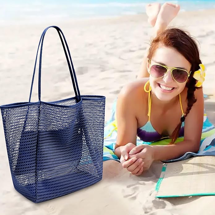 VOROLO Mesh Tote Beach Bag,Women Fairycore Hobo Bag,Shoulder Bag,Soft Summer Casual Crochet Bags
