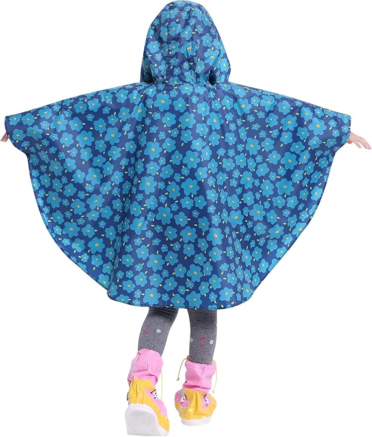 Spmor Kids Rain Poncho Hooded Jacket Rain Coat