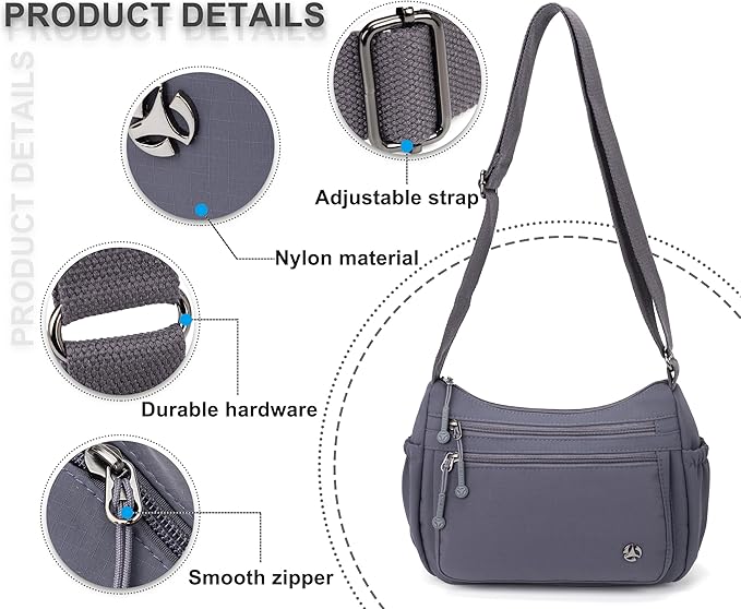 Casual Crossbody Bag with Anti Theft Pocket - Women Lightweight Water-Resistant Purse Bag